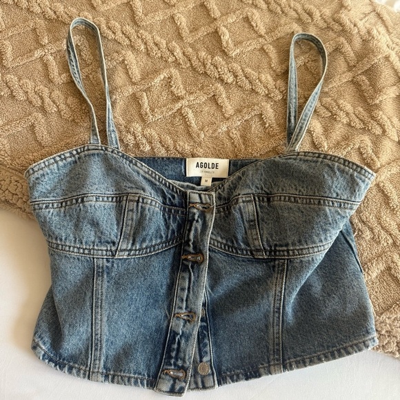 Agolde Tops - Agolde Denim Crop Top with Button Detail
